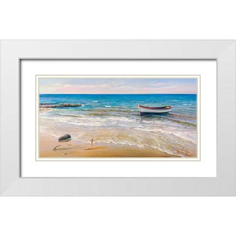 Fra le onde White Modern Wood Framed Art Print with Double Matting by Galasso, Adriano