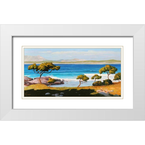 Spiaggia del Mediterraneo White Modern Wood Framed Art Print with Double Matting by Galasso, Adriano