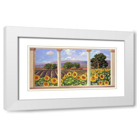 Finestra sui girasoli White Modern Wood Framed Art Print with Double Matting by Del Missier, Andrea