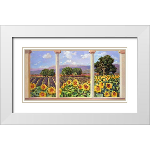 Finestra sui girasoli White Modern Wood Framed Art Print with Double Matting by Del Missier, Andrea
