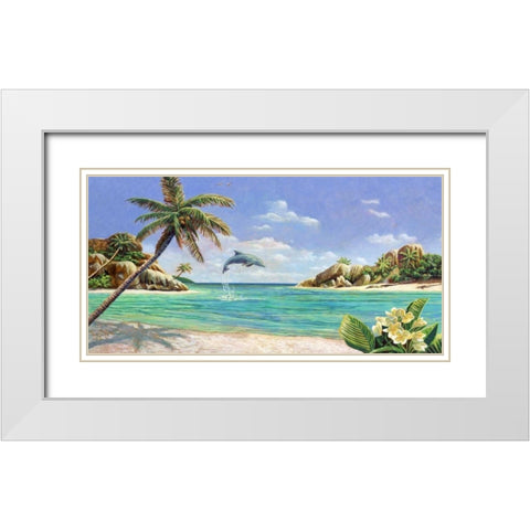 Seychelles White Modern Wood Framed Art Print with Double Matting by Del Missier, Andrea