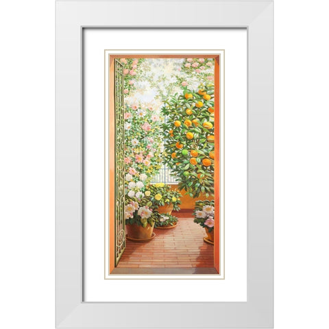 Porta sul terrazzo fiorito White Modern Wood Framed Art Print with Double Matting by Del Missier, Andrea