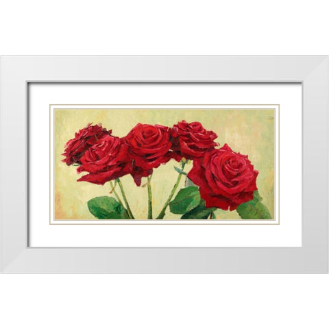 Rose rosse White Modern Wood Framed Art Print with Double Matting by Masera, Angelo