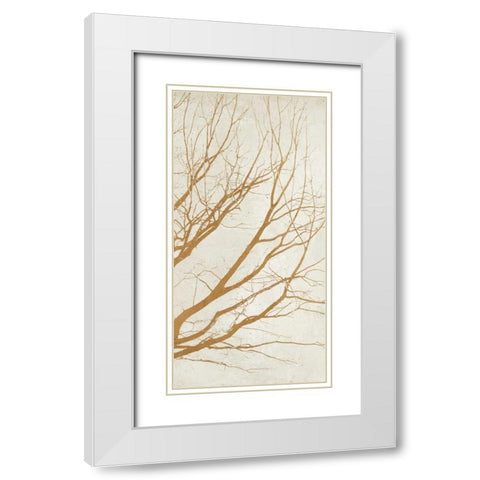 Golden Tree III White Modern Wood Framed Art Print with Double Matting by Aprile, Alessio