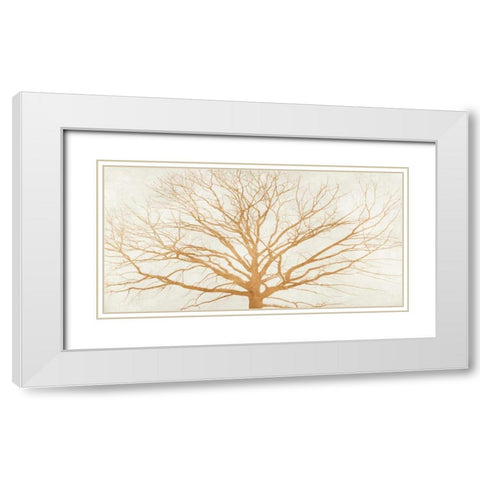 Tree of Gold White Modern Wood Framed Art Print with Double Matting by Aprile, Alessio