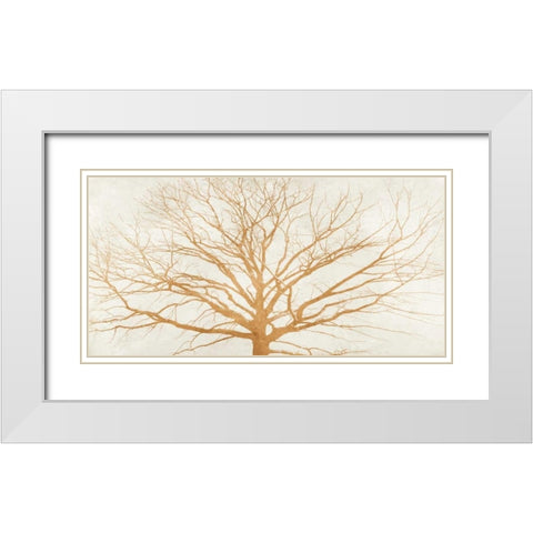 Tree of Gold White Modern Wood Framed Art Print with Double Matting by Aprile, Alessio