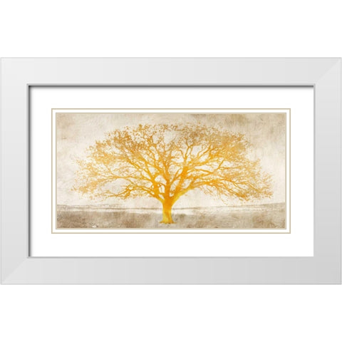 Shimmering Tree White Modern Wood Framed Art Print with Double Matting by Aprile, Alessio