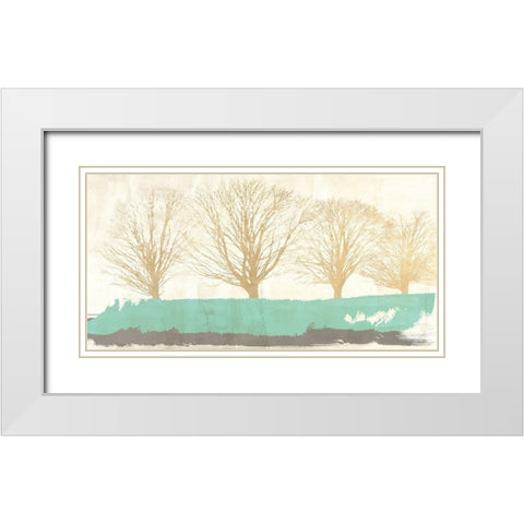 Tree Lines Gold White Modern Wood Framed Art Print with Double Matting by Alessio, Aprile