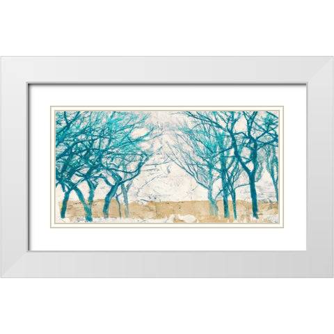 Turquoise Trees White Modern Wood Framed Art Print with Double Matting by Alessio, Aprile