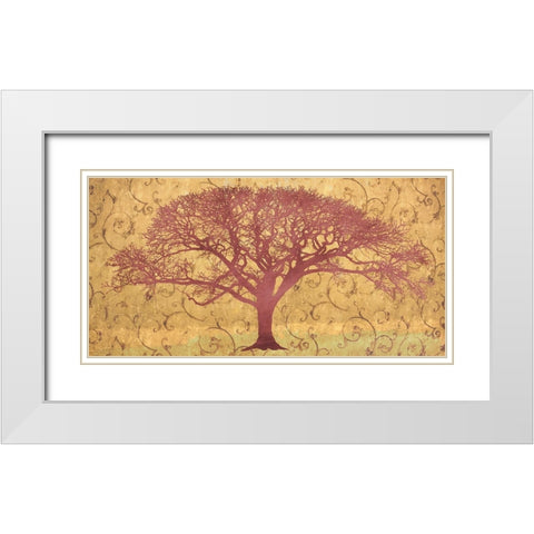 Tree on a Gold Brocade White Modern Wood Framed Art Print with Double Matting by Aprile, Alessio
