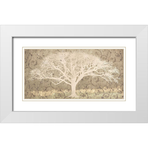 Tree on a Grey Brocade White Modern Wood Framed Art Print with Double Matting by Aprile, Alessio