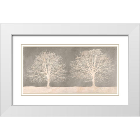 Trees on Grey White Modern Wood Framed Art Print with Double Matting by Aprile, Alessio
