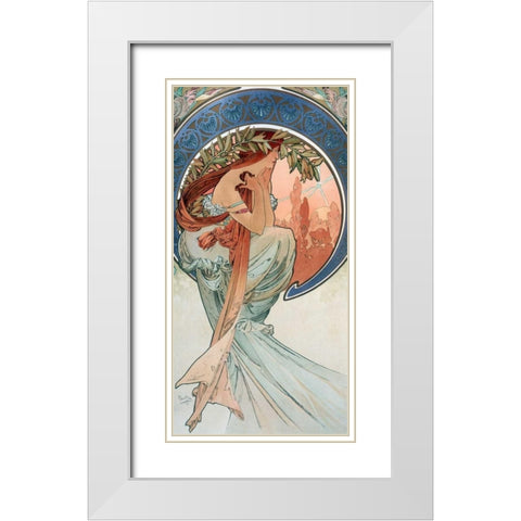 La-poesie White Modern Wood Framed Art Print with Double Matting by Mucha, Alphonse