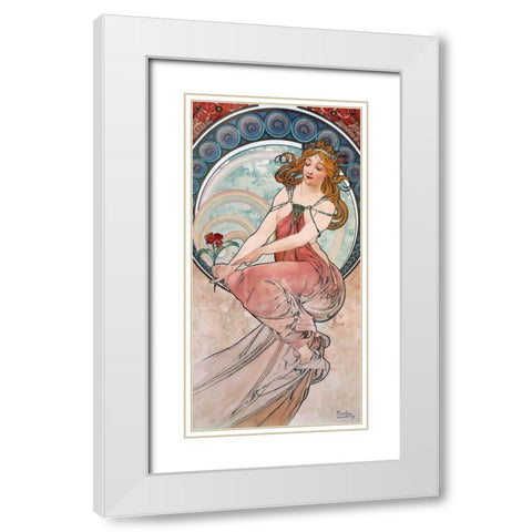 La-peinture White Modern Wood Framed Art Print with Double Matting by Mucha, Alphonse