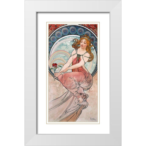 La-peinture White Modern Wood Framed Art Print with Double Matting by Mucha, Alphonse