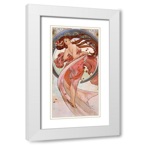 La-danse White Modern Wood Framed Art Print with Double Matting by Mucha, Alphonse