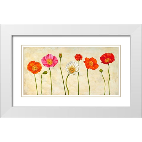 Coquelicots White Modern Wood Framed Art Print with Double Matting by Ann, Cynthia