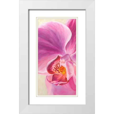 Purple Orchids I White Modern Wood Framed Art Print with Double Matting by Ann, Cynthia
