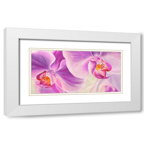 Purple Orchids White Modern Wood Framed Art Print with Double Matting by Ann, Cynthia