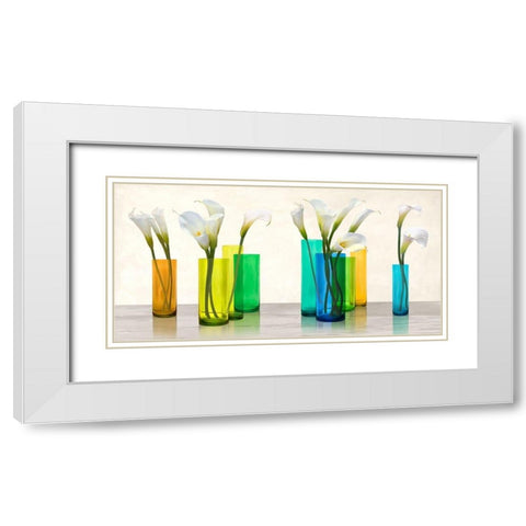 Callas in crystal vases White Modern Wood Framed Art Print with Double Matting by Cynthia, Ann