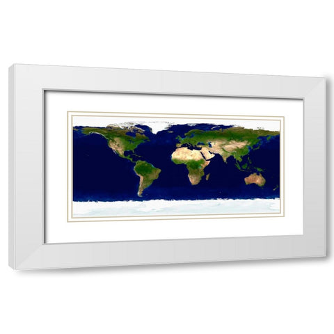 Earth in Daylight White Modern Wood Framed Art Print with Double Matting by Nasa