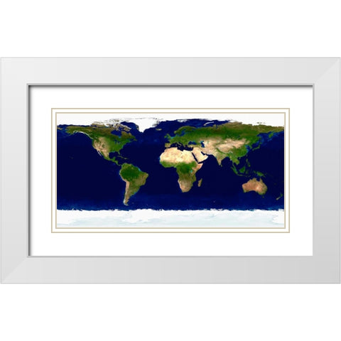 Earth in Daylight White Modern Wood Framed Art Print with Double Matting by Nasa