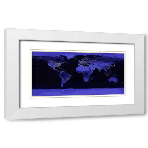 Earth at Night  White Modern Wood Framed Art Print with Double Matting by Nasa