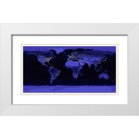 Earth at Night  White Modern Wood Framed Art Print with Double Matting by Nasa