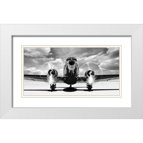 Airplaine taking off White Modern Wood Framed Art Print with Double Matting by Gasoline Images