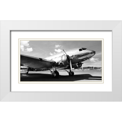Vintage airplane White Modern Wood Framed Art Print with Double Matting by Gasoline Images