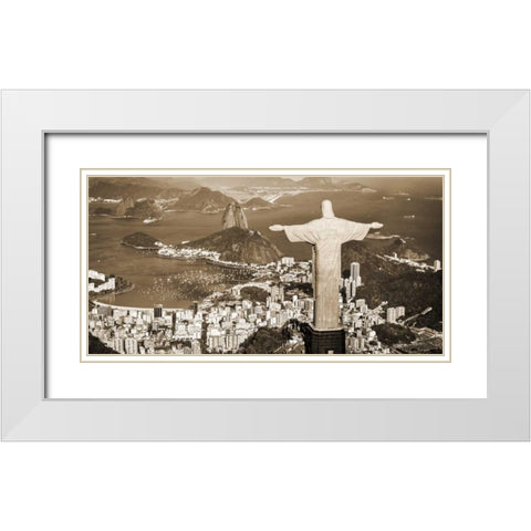 Overlooking Rio de Janeiro, Brazil White Modern Wood Framed Art Print with Double Matting by Pangea Images