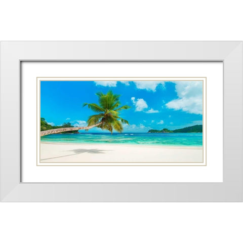 Tropical beach, Seychelles White Modern Wood Framed Art Print with Double Matting by Anonymous