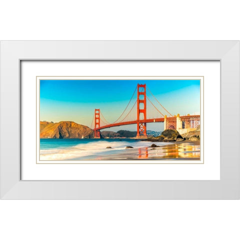 Golden Gate Bridge, San Francisco White Modern Wood Framed Art Print with Double Matting by Anonymous