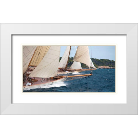 Vintage sailboats raicing White Modern Wood Framed Art Print with Double Matting by Anonymous