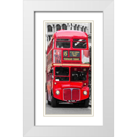 Double-Decker bus, London White Modern Wood Framed Art Print with Double Matting by Pangea Images