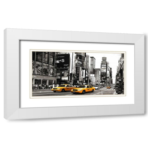 Taxi in Times Square, NYC White Modern Wood Framed Art Print with Double Matting by Anonymous