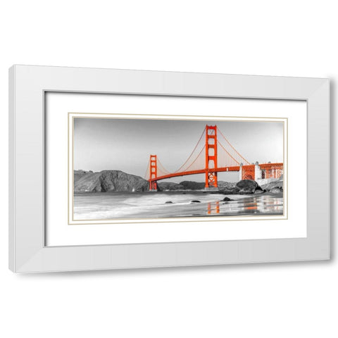 Golden Gate Bridge, San Francisco White Modern Wood Framed Art Print with Double Matting by Anonymous