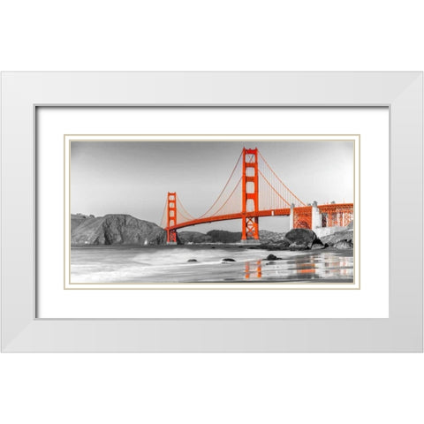Golden Gate Bridge, San Francisco White Modern Wood Framed Art Print with Double Matting by Anonymous