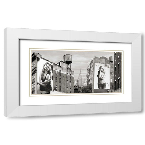 Billboards in Manhattan White Modern Wood Framed Art Print with Double Matting by Lauren, Julian