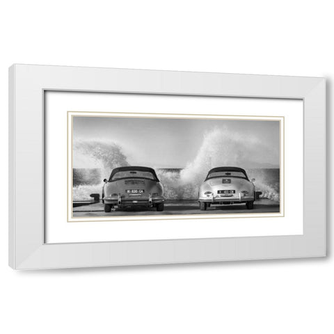 Ocean Waves breaking on Vintage Beauties White Modern Wood Framed Art Print with Double Matting by Gasoline Images