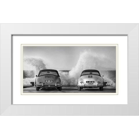 Ocean Waves breaking on Vintage Beauties White Modern Wood Framed Art Print with Double Matting by Gasoline Images