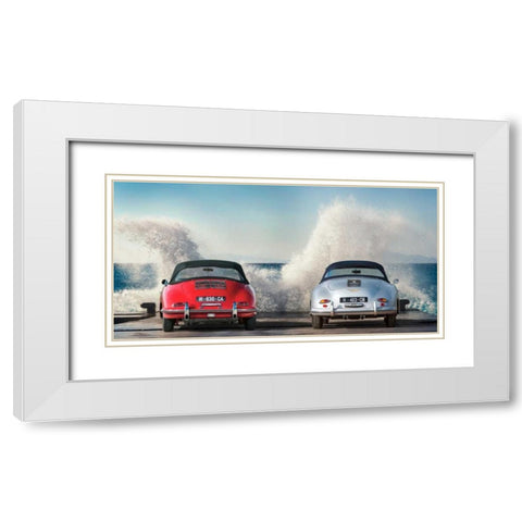 Ocean Waves breaking on Vintage Beauties White Modern Wood Framed Art Print with Double Matting by Gasoline Images