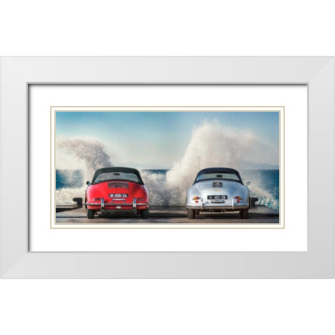 Ocean Waves breaking on Vintage Beauties White Modern Wood Framed Art Print with Double Matting by Gasoline Images