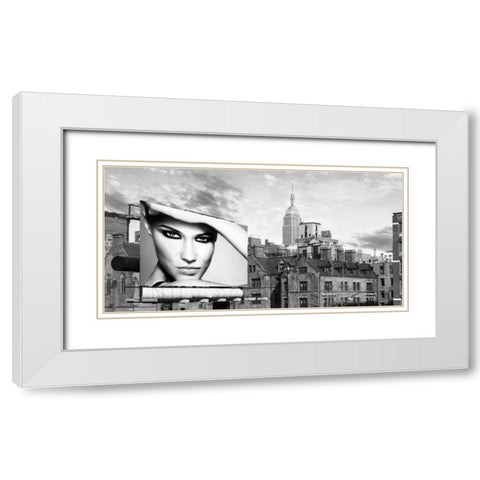 A Billboard in Manhattan White Modern Wood Framed Art Print with Double Matting by Lauren, Julian