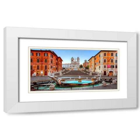Piazza di Spagna, Roma White Modern Wood Framed Art Print with Double Matting by Anonymous