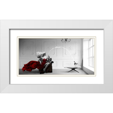 Champagne Zoom White Modern Wood Framed Art Print with Double Matting by Lauren