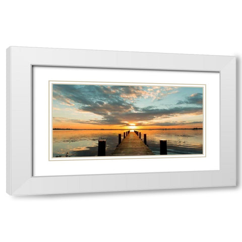 Morning Lights on a Jetty (detail) White Modern Wood Framed Art Print with Double Matting by Pangea Images