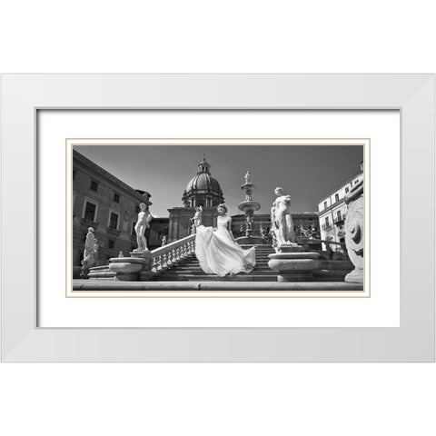 Escalier en Italie White Modern Wood Framed Art Print with Double Matting by Haute Photo Collection