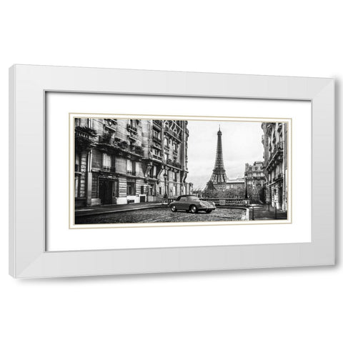 Roadster in Paris White Modern Wood Framed Art Print with Double Matting by Gasoline Images