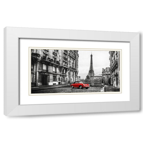 Roadster in Paris (Rouge) White Modern Wood Framed Art Print with Double Matting by Gasoline Images